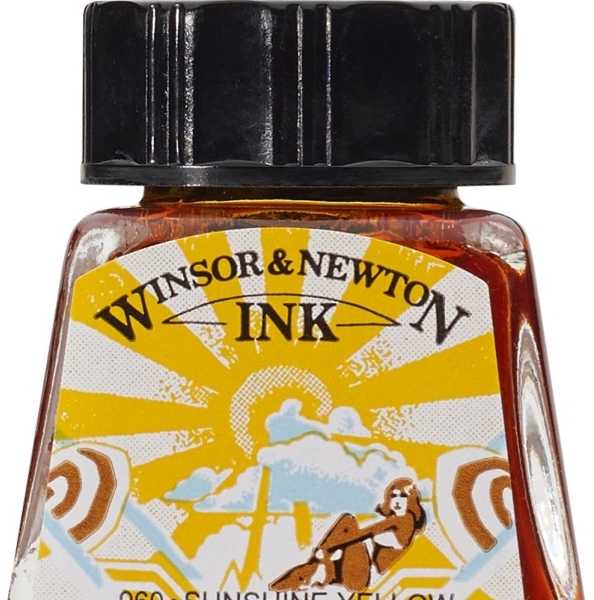 Winsor & Newton Sunshine Geltona piešimo rašalas, 14 ml, Uniw