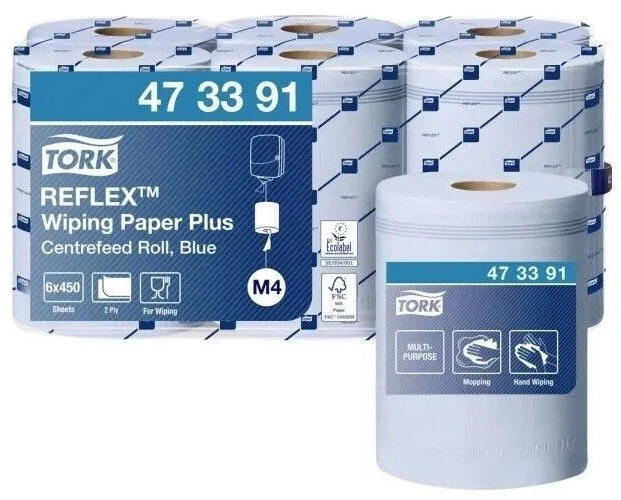 Tork Tork Reflex - Czyściwo papierowe w roli do średnich zabrudzeń, 2-warstwowe, M4, advanced - Mėlyna