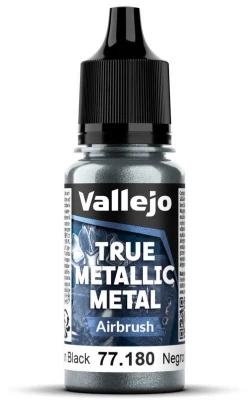 Vallejo Vallejo: 77.180 - True Metallic Metal - Airbrush - Obsidian Juodas (18 ml)