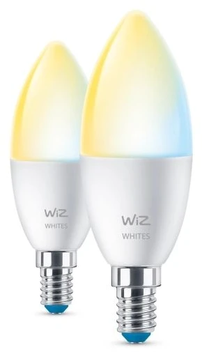 WiZ Žvakės formos lempa, 2 vnt. pakelis – išmanusis LED apšvietimas – nuo šiltos iki vėsios baltos šviesos – E14 – 40W – Matinė – Wi-Fi
