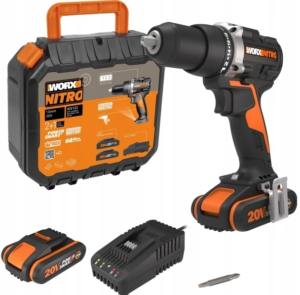 Akumuliatorinis suktuvas-gręžtuvas Worx WX102; 20 V; 2x2,0 Ah akum.