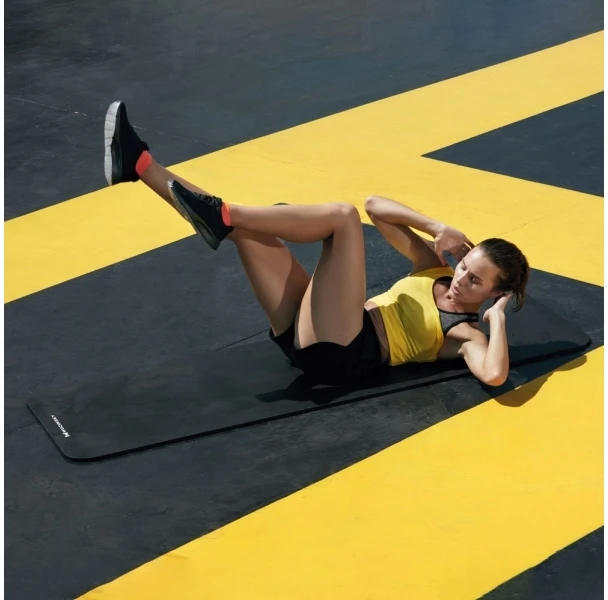 Wozinsky mankštos kilimėlis 181 x 63 x 0,9 cm storio gimnastikos jogos kilimėlis juodas