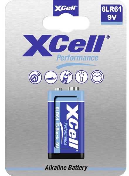 XCell baterijos, šarminės, 6LR61, 9V, 1 vnt.
