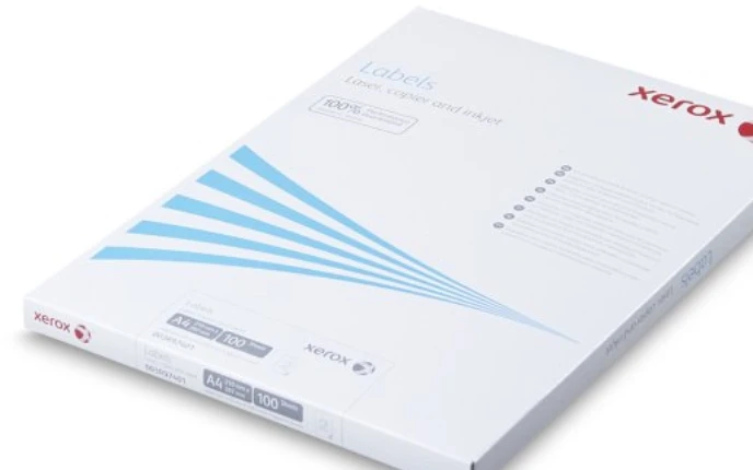 Lipnios Xerox popieriaus etiketės – 24UP 70x37 etiketės (100 lapų, A4)