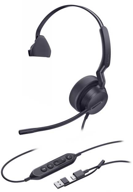 Yealink ausinės UH42 Mono UC USB-C/A