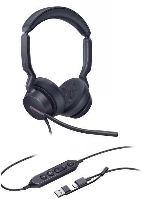 Yealink UH46 Dual Teams USB-C/A ausinės, laidinės, 20–20 000 Hz, biurui / skambučių centrui, 166 g, ausinės, juodos