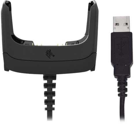 „Zebra“ užsegamas USB ryšio / įkrovimo laido puodelis. Reikalingas USB maitinimo šaltinis PWR-WUA5V12W0xx („xx“ žymi konkrečios šalies kištuką)