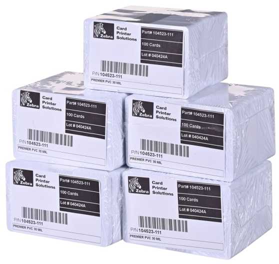 „Zebra Premier“ PVC kortelė – 30 mln. (5 pak. x 100) 500 vnt. vizitinė kortelė
