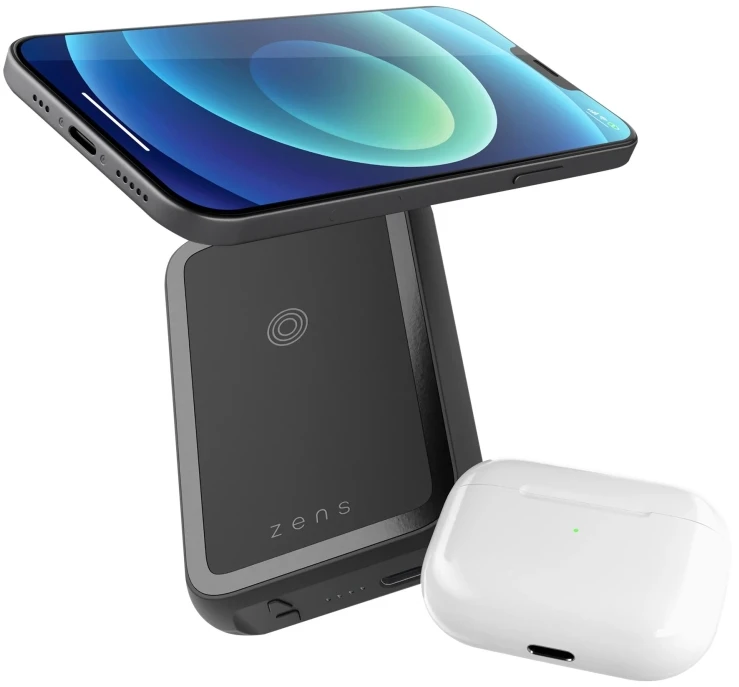 ZENS MAGNET 4000 MAH WIRELESS DUAL POWERBANK KICKSTAND AND QI TX