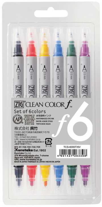 Artequipment ZIG Clean Color f - 6 spalvų rinkinys
