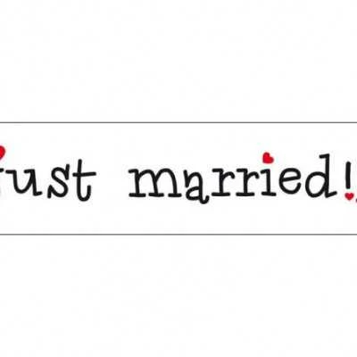 Automobilio numeris Just married su širdelėmis