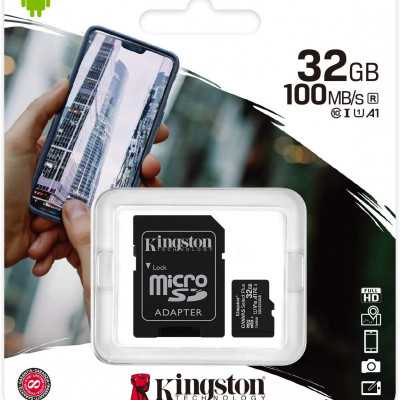 Atminties kortelė Kingston Canvas Select Plus UHS-I 32 GB Micro SDHC Flash atminties klasė 10 SD Adapteris
