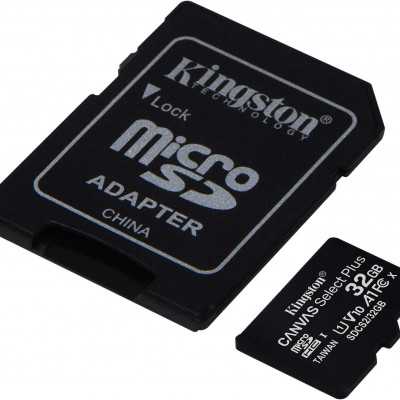 Atminties kortelė Kingston Canvas Select Plus UHS-I 32 GB Micro SDHC Flash atminties klasė 10 SD Adapteris
