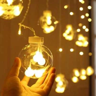 Iso Trade Nuotoliniu būdu valdoma LED lempučių girlianda - užuolaida (108 LED, šiltai balta)