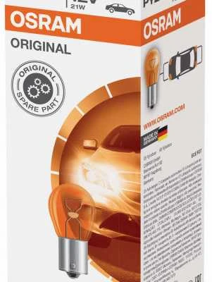 OSRAM Automobilinė lemputė 21W 12V BAU15S (geltona) 1vnt