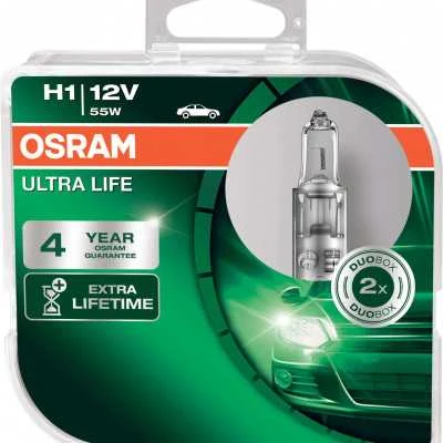 Osram lemputės ULTRA LIFE, H1, 55W, DUO 64150ULT-HCB