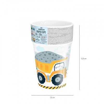 Popieriniai puodeliai su automobiliais ir kelio ženklais, 220ml, 6vnt