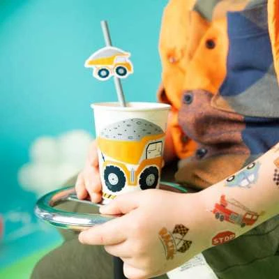 Popieriniai puodeliai su automobiliais ir kelio ženklais, 220ml, 6vnt