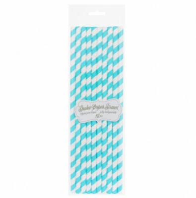 Popieriniai šiaudeliai SHAKE su juostelėmis, mėlynos sp., 25cm, 10vnt.