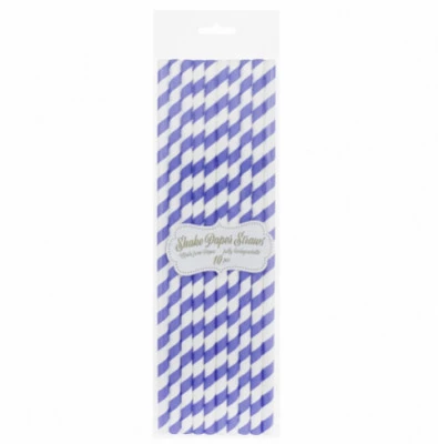 Popieriniai šiaudeliai SHAKE su juostelėmis, purpurinės sp., 25cm, 10vnt.