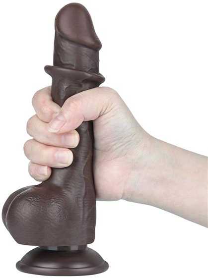 LoveToy 7.5'' slankiojančios odos dvisluoksnis diržas, juodas