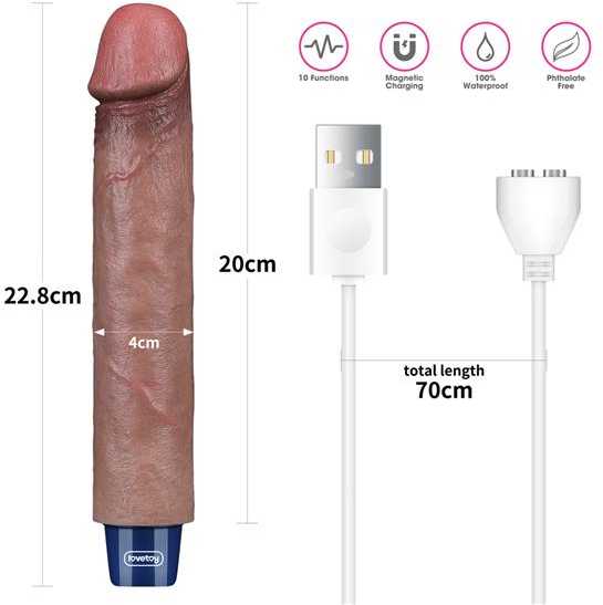 LOVETOY 9" REAL SOFTEE įkraunamas silikoninis vibruojantis dildo