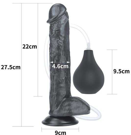 Lovetoy Juoda dildo styguotas siurbtukas ir ejakuliacija 28 cm