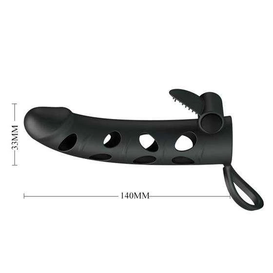 Pretty Love Male LYBAILE Pretty Love 5,5 Inch Vibrating Penis Sleeve Juodas