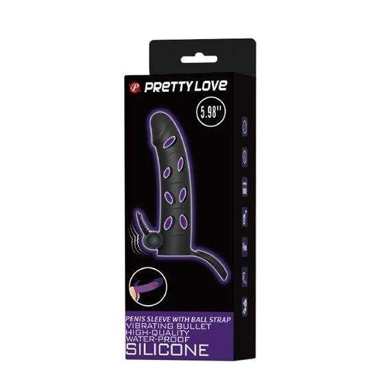 Pretty Love Male PRETTY LOVE – vibruojanti varpos rankovė su rutuliniu dirželiu