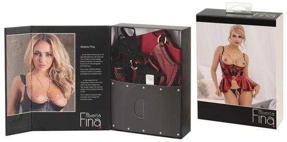 Abierta Fina seksualus 2 dalių komplektas Shelf Bra Set red 85C/XL