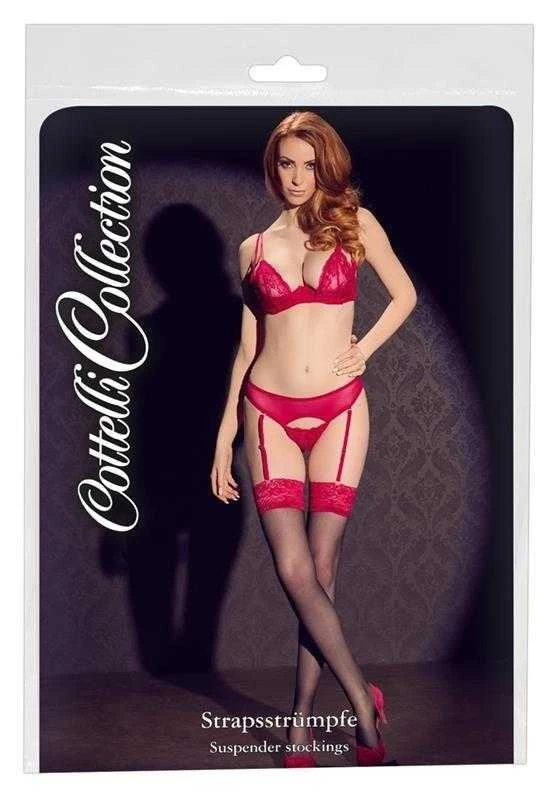 Cottelli Legwear Stockings juodas/red 7