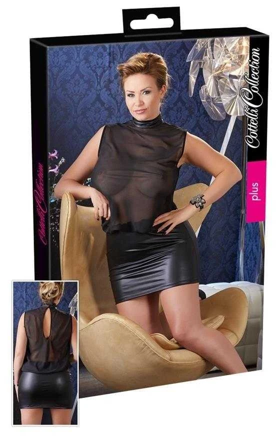 Cottelli Curves Dress transparent juodas 3XL