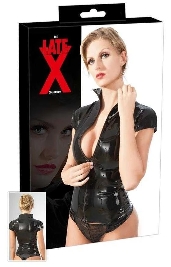Late X Latex Shirt Zip juodas M