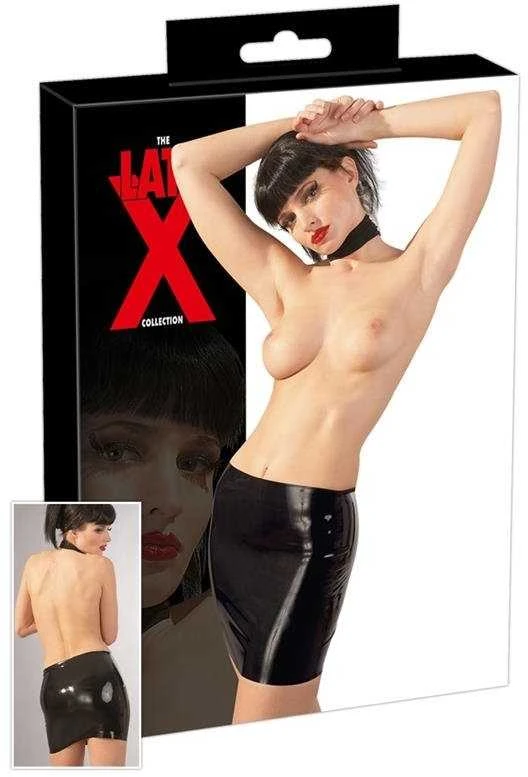 Late X Latex Mini Skirt juodas L