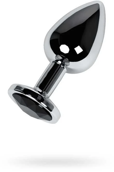 Sidabrinis anal plug TOYFA Metal with juodas round-shaped gem