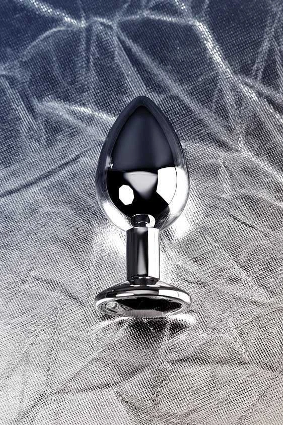 Sidabrinis anal plug TOYFA Metal with juodas round-shaped gem