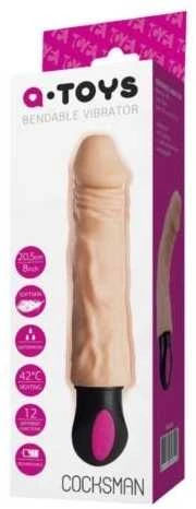 Toyfa A-TOYS Realistinis vibratorius su šildymu, TPE, 12 režimų, lankstomas, įkraunamas