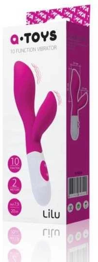 Toyfa A-TOYS, Vibratorius Lilu su klitorio stimuliatoriumi, silikonas, rožinis, 20 cm, 10 greičių, 2xAAA