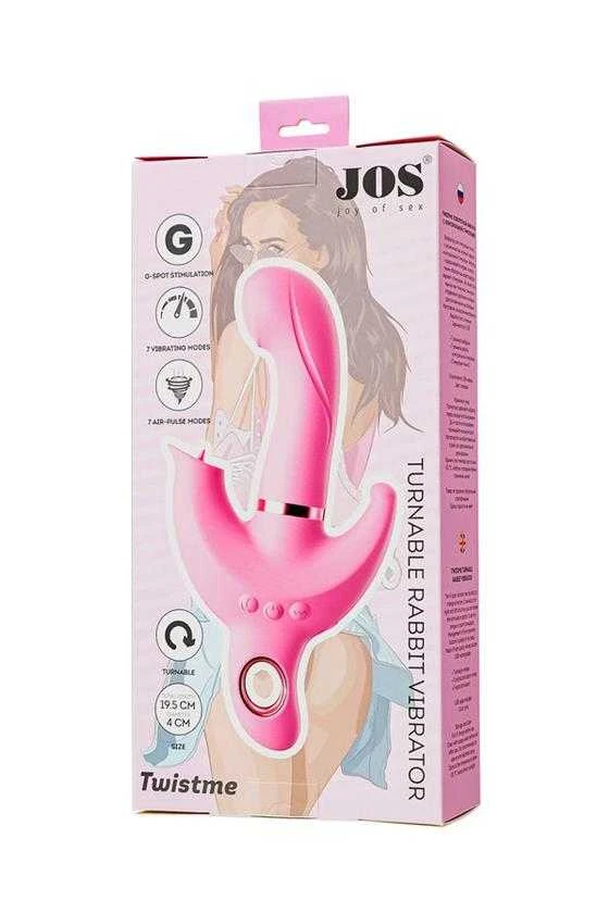 Toyfa JOS Vibratorius su klitorio stimuliatoriumi JOS Twistme, silikonas, rožinė, 19,5 cm