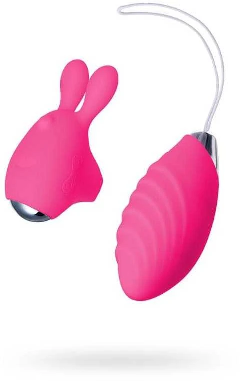 Toyfa JOS VITA pirštu vibruojantis kiaušinis ir vibruojantis priedas, silikonas, rožinis, 8,5 ir 8 cm
