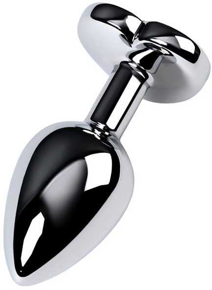 Toyfa Sidabrinis anal plug with violetinė gem heart-shaped