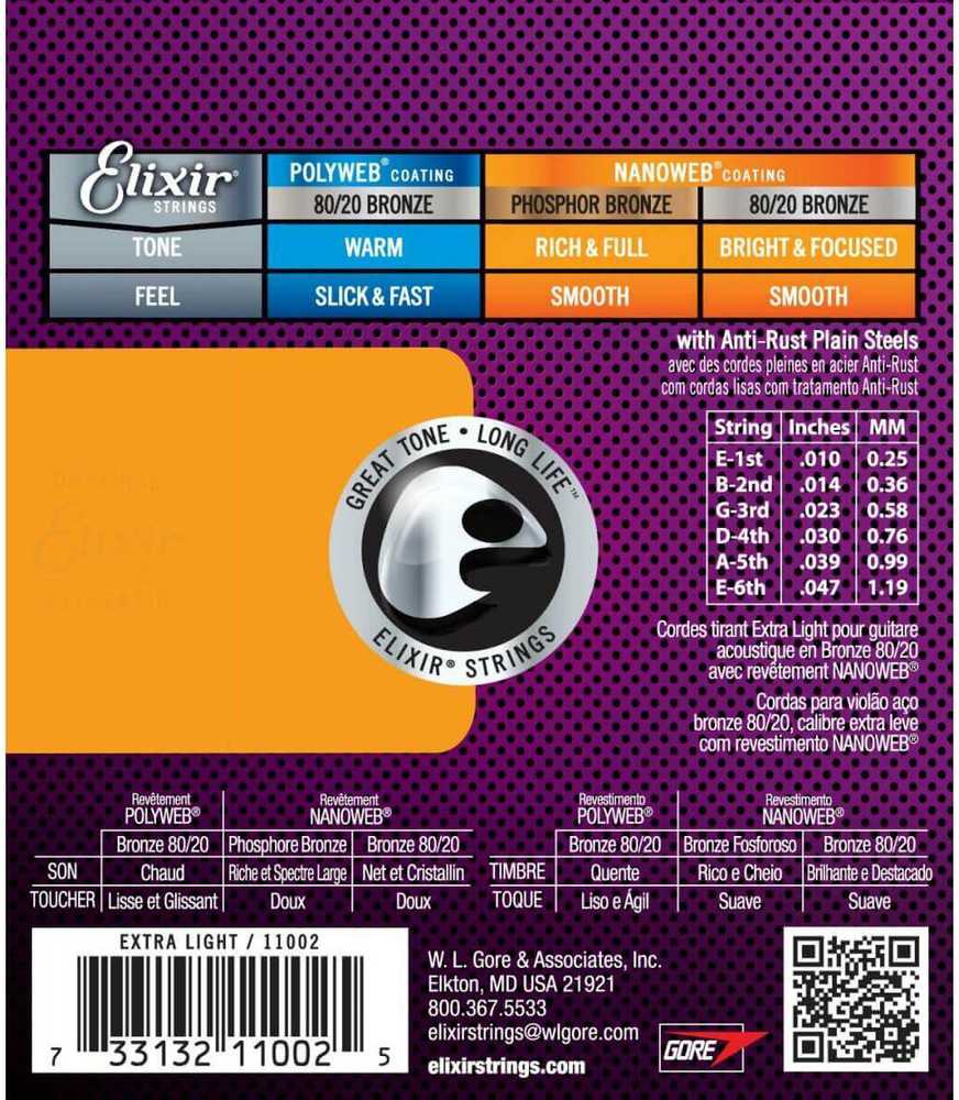 Elixir Eliksyras 11002 Nanoweb 80/20 Bronze 10-47