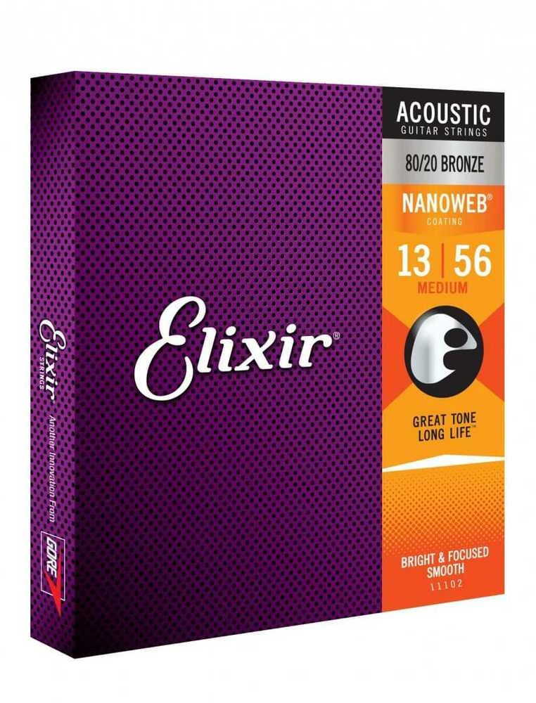 Elixir Eliksyras 11102 Nanoweb Medium 80/20 Bronze 13-56