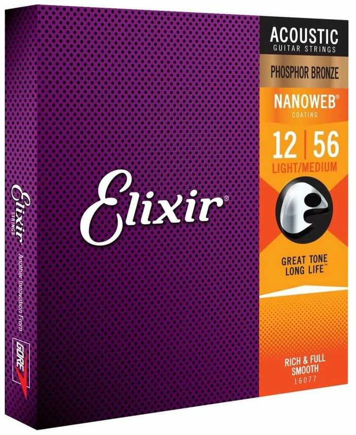 Elixir Eliksyras 16077 Nanoweb Phosphor Bronze 12-56