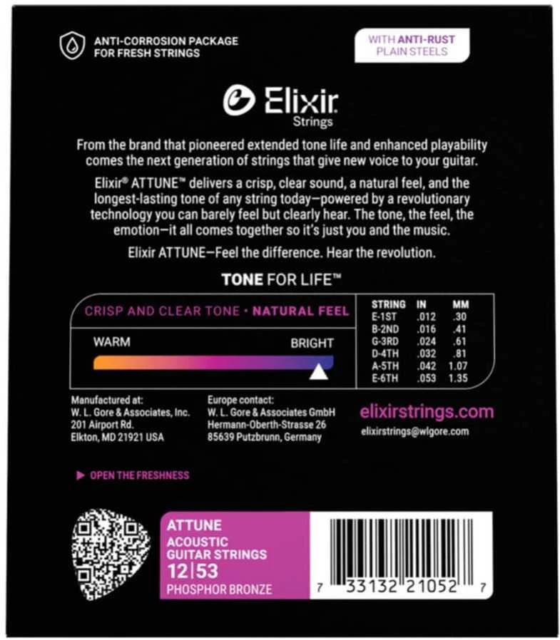 Elixir Eliksyras Attune Phosphor Bronze 21052 12-53