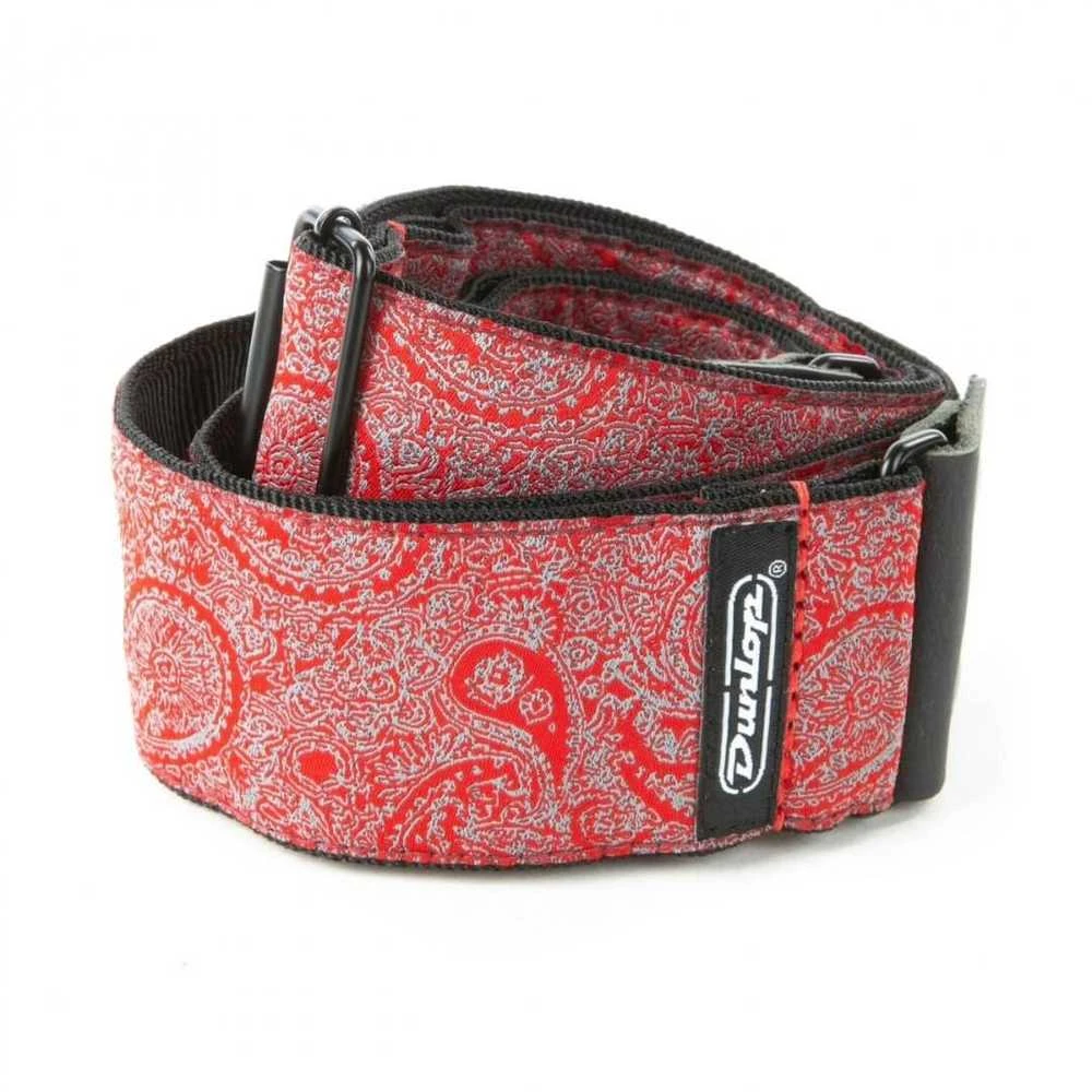 Gitaros diržas Dunlop Designer Jacquard Paisley Raudona
