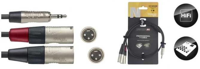 Laidas Stagg NYC1/MPS2XMR mini jack/m – 2x XLR/m 1m