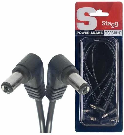Stagg 5 jungčių maitinimo laidas-šakotuvas gitaros efektų pedalams (lenktas)