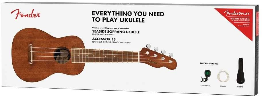 Ukulelės rinkinys Fender Seaside Soprano Uke Pack NAT WN
