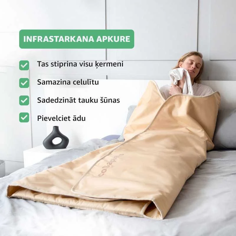 ECOSAPIENS, Šildanti antklodė Infrasauna 2 zonų infraraudonųjų spindulių saunos antklode, 180x220cm, Juoda